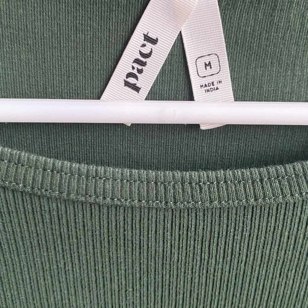 PACT Ribbed Green Long Sleeve Top - Picture 2 of 2